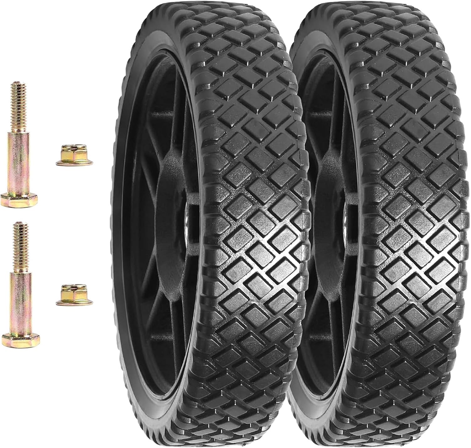 Lawn Mower Wheels 10"Wheels for Push Mower Wheel kits - Universal 10" Lawn Mower Wheels with1-3/4" Width Hub and1/2" Bearings - Fit for Standard Lawn Mowers, Generators and More(Set of 2)