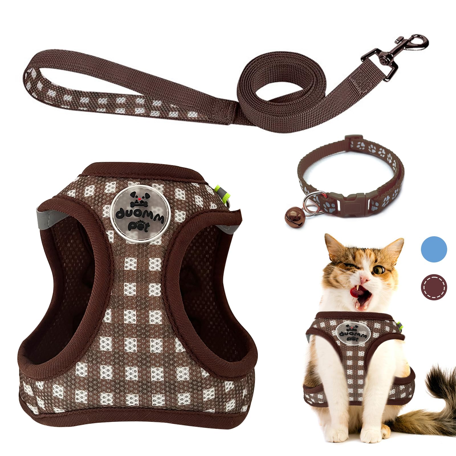 VINEST Cat Harness and Lead Set for 2.5-5.5 kg, Soft Mesh Dog Harness and Leash Set including Collar