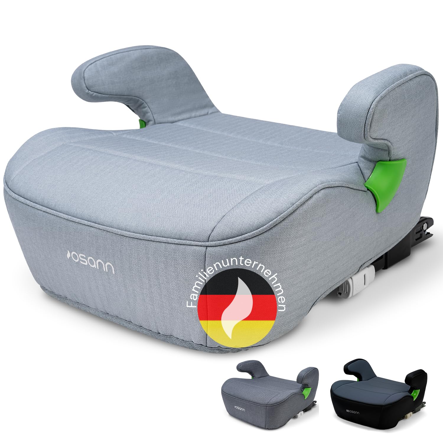 Osann Junior Isofix, Sitzerhöhung Auto Kinder, extra weiche und sichere Kindersitzerhöhung mit Isofix, 126-150 cm (ca. 15-36 kg), Sitzschale i-Size - Dolphin Grey