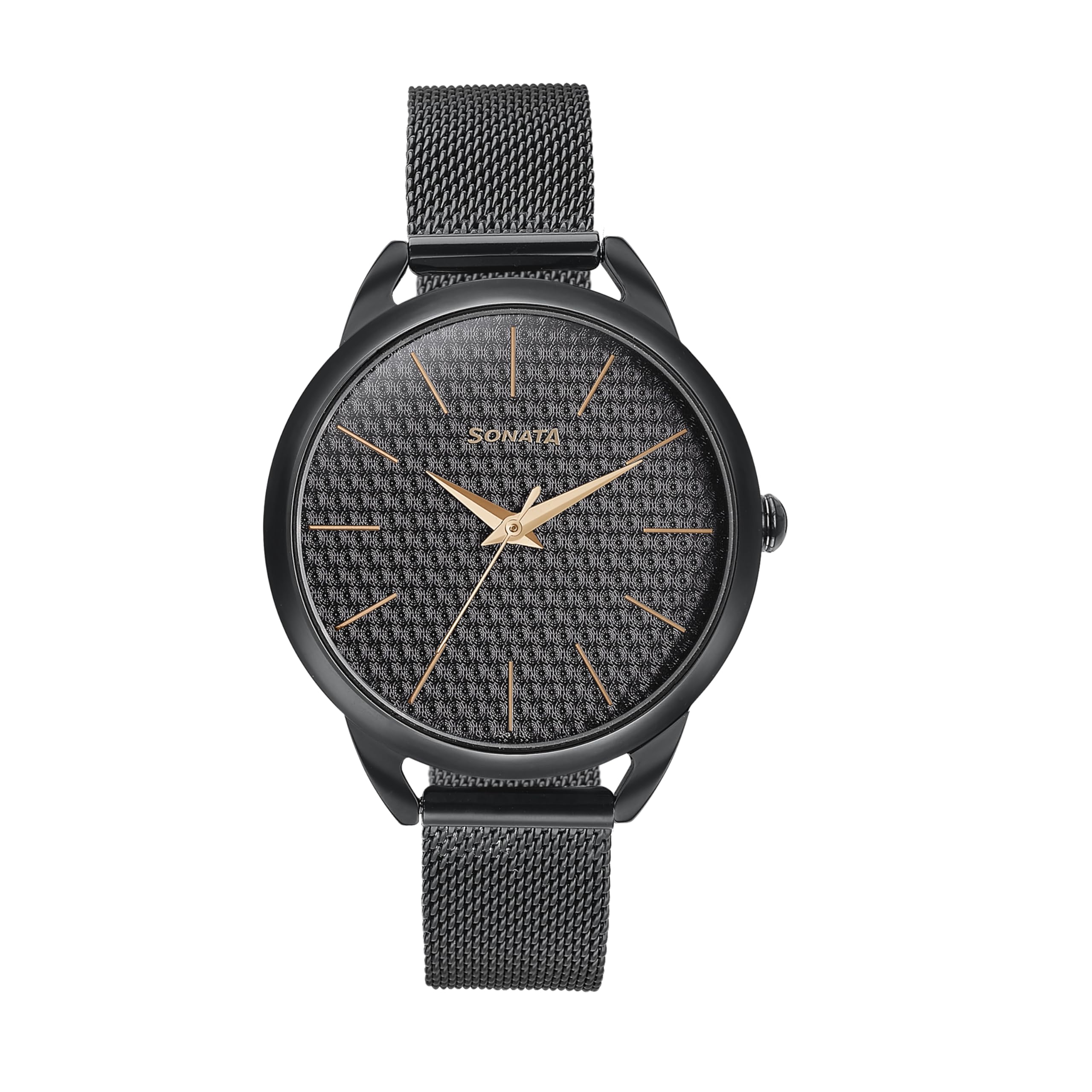 Sonata Wedding Bling Quartz Analog Black Dial Black Stainless Steel Strap Watch for Women-87051NM01 (B0D5866XTV) Amazon Price History, Amazon Price Tracker