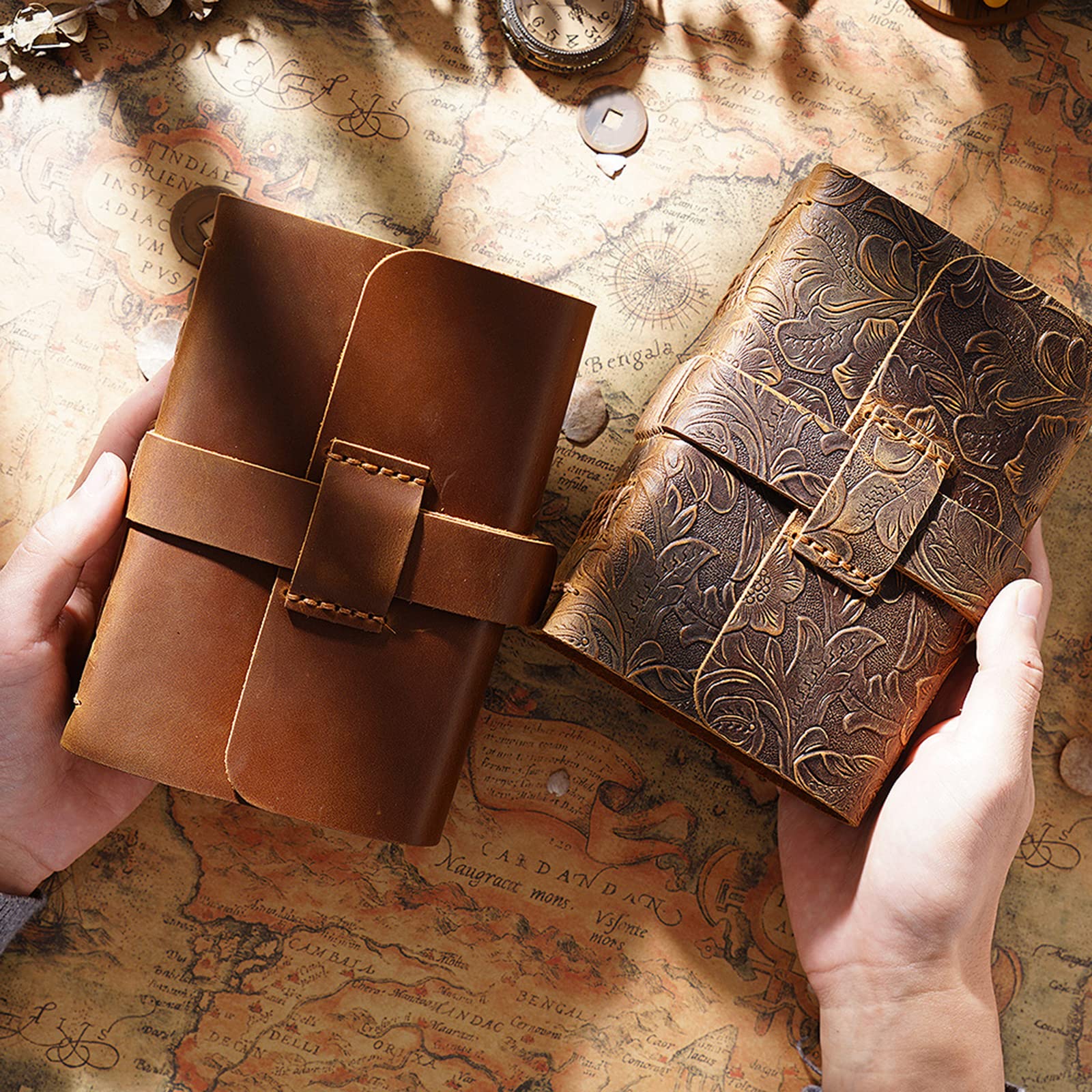 Blocco note in pelle, diario personale, quaderno, Brown