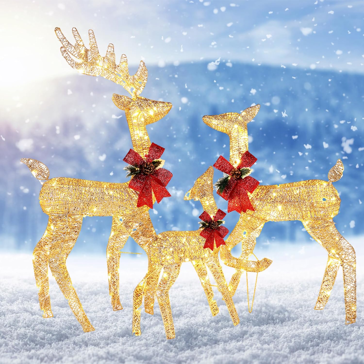 Outdoor Christmas Decorations 3Piece Large Lighted