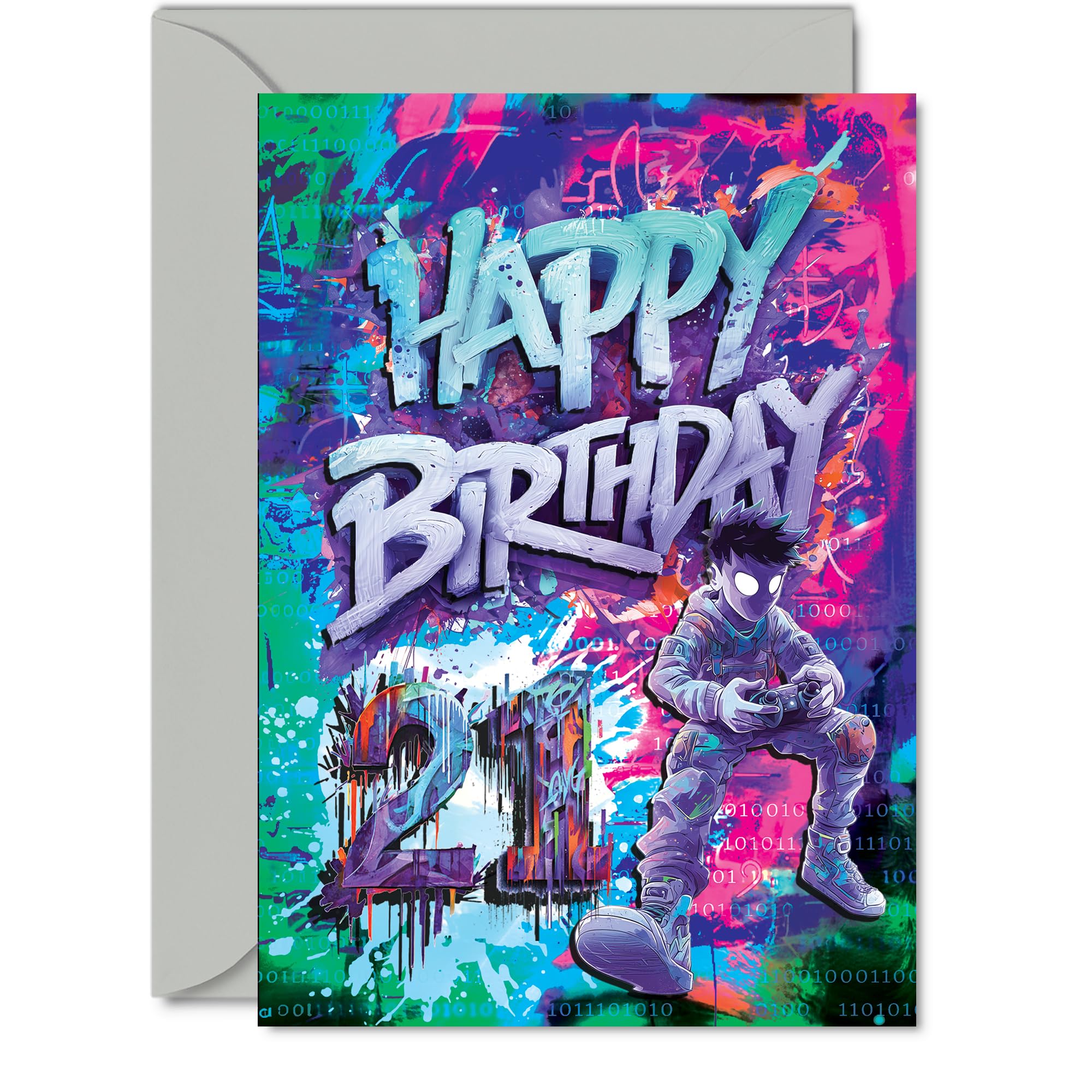 21st Birthday Cards for Women and Men, Epic Gamer