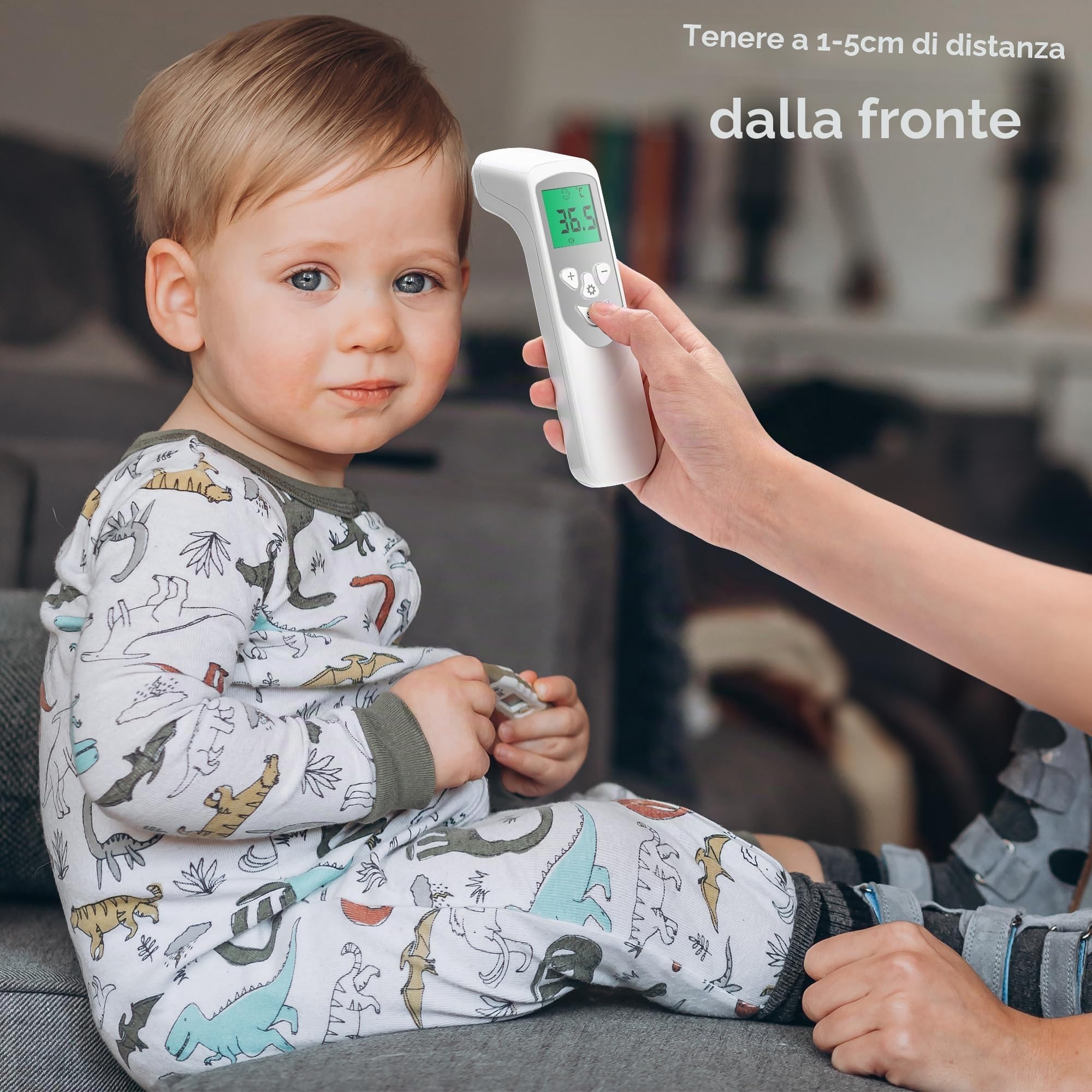 Termometro Fronte Infrarossi Senza Contatto per Neonato Digitale con Lettura Immediata 1s, Richiamo della Memoria e Display LCD