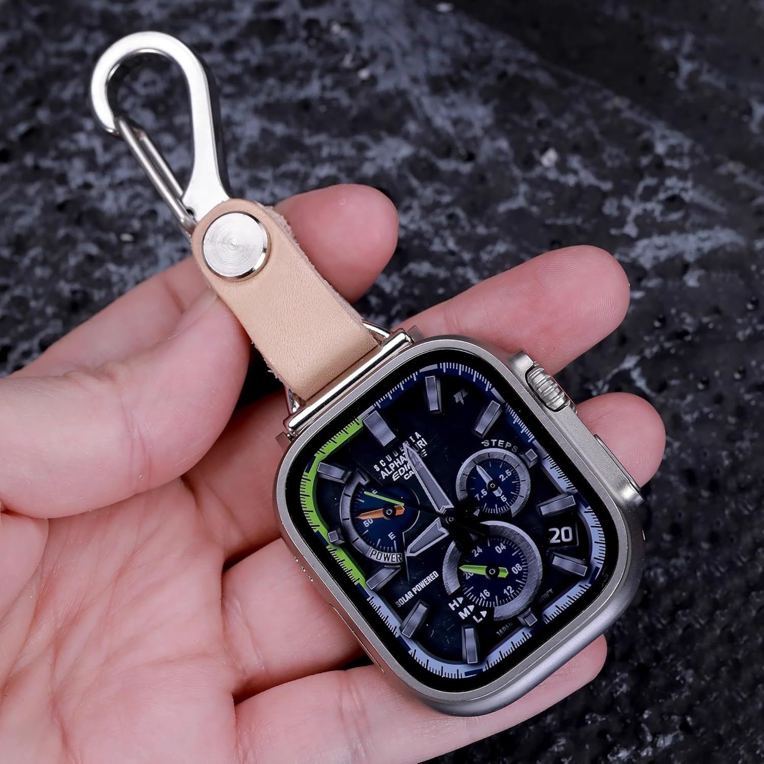Brass Vegetable Tanned Leather for Apple Watch 123456789se10s11 Ultra 49mm Fob Keychain Clip Pocket Watch 46/45/44/42/41/40/38mm Chain Sport Bands Bag Charm