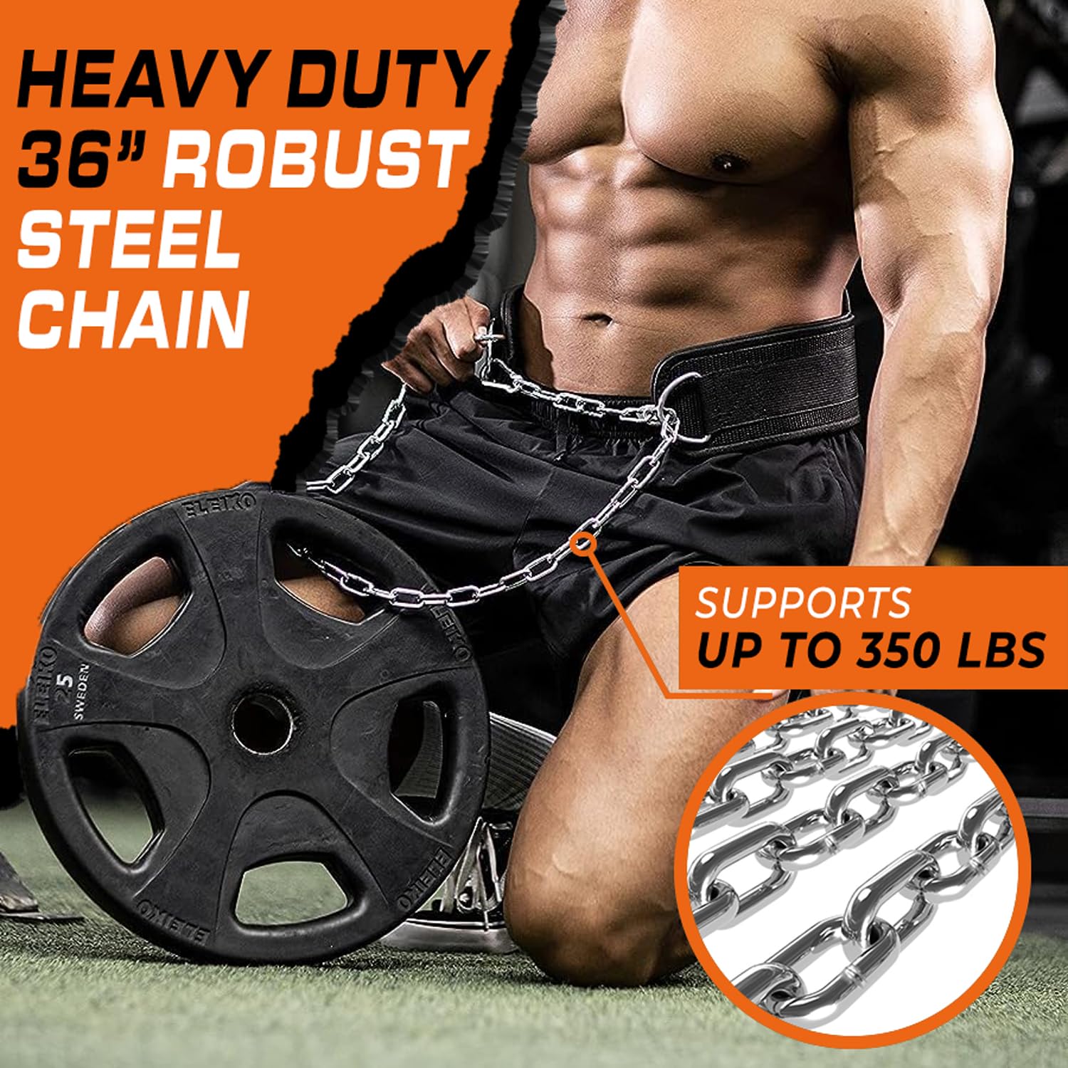 LARA STAR Dip Belt for Weightlifting Weight Belt for Pull-Ups, Powerlifting, Squats, and Bodybuilding, Heavy-Duty Steel Chain - Image 2