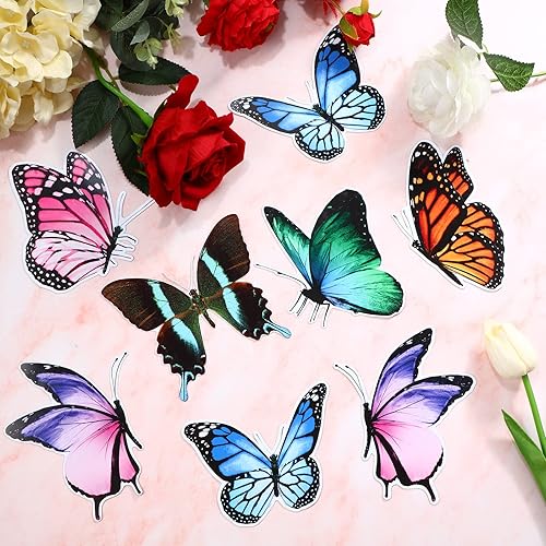 Vista 2 de Yinder 12 calcomanías magnéticas de mariposa para automóvil, diseño vintage, extraíbles para nevera, lindas calcomanías magnéticas para oficina