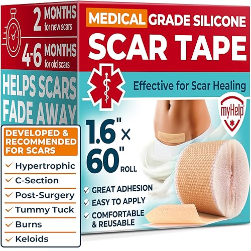 Miniatura 19 de Hojas de silicona de grado médico para cicatrices – Paquete de 6 unidades (7 x 1.6 pulgadas) – Diferencia visible en cicatrices de cesárea – Hojas