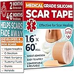 Medical Grade Silicone Scar Tape - 1.6x60 - Visible Difference on Surgical & Keloid Scars - Reusable Silicone Scar Sheets - Easy to Use Silicone Tape for Scars