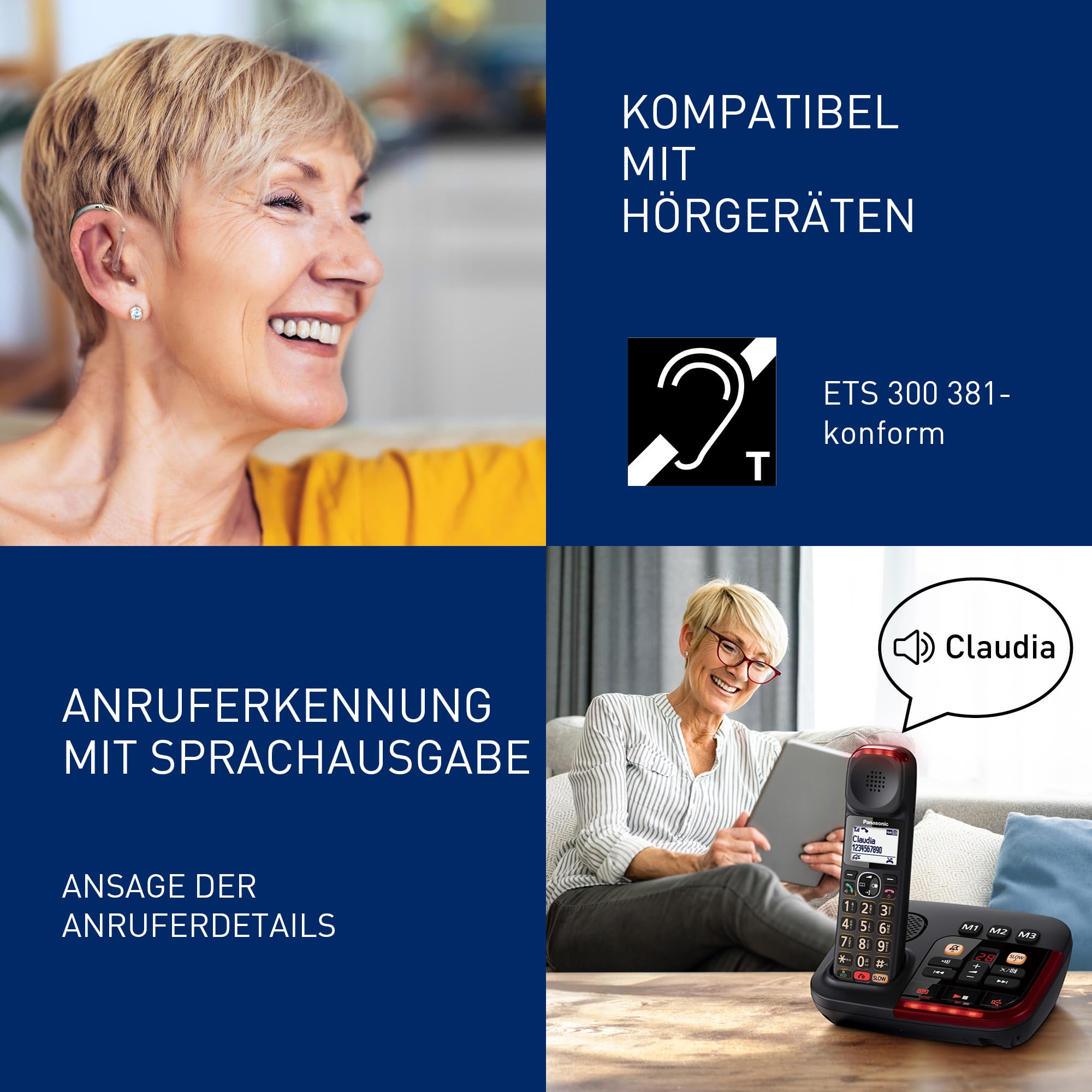 Panasonic KX-TGM420GB - Telefono cordless digitale, segreteria telefonica digitale, unità base e auricolare singolo, LCD, modalità slov-talk, compatibile con apparecchi acustici, blocco delle chiamate
