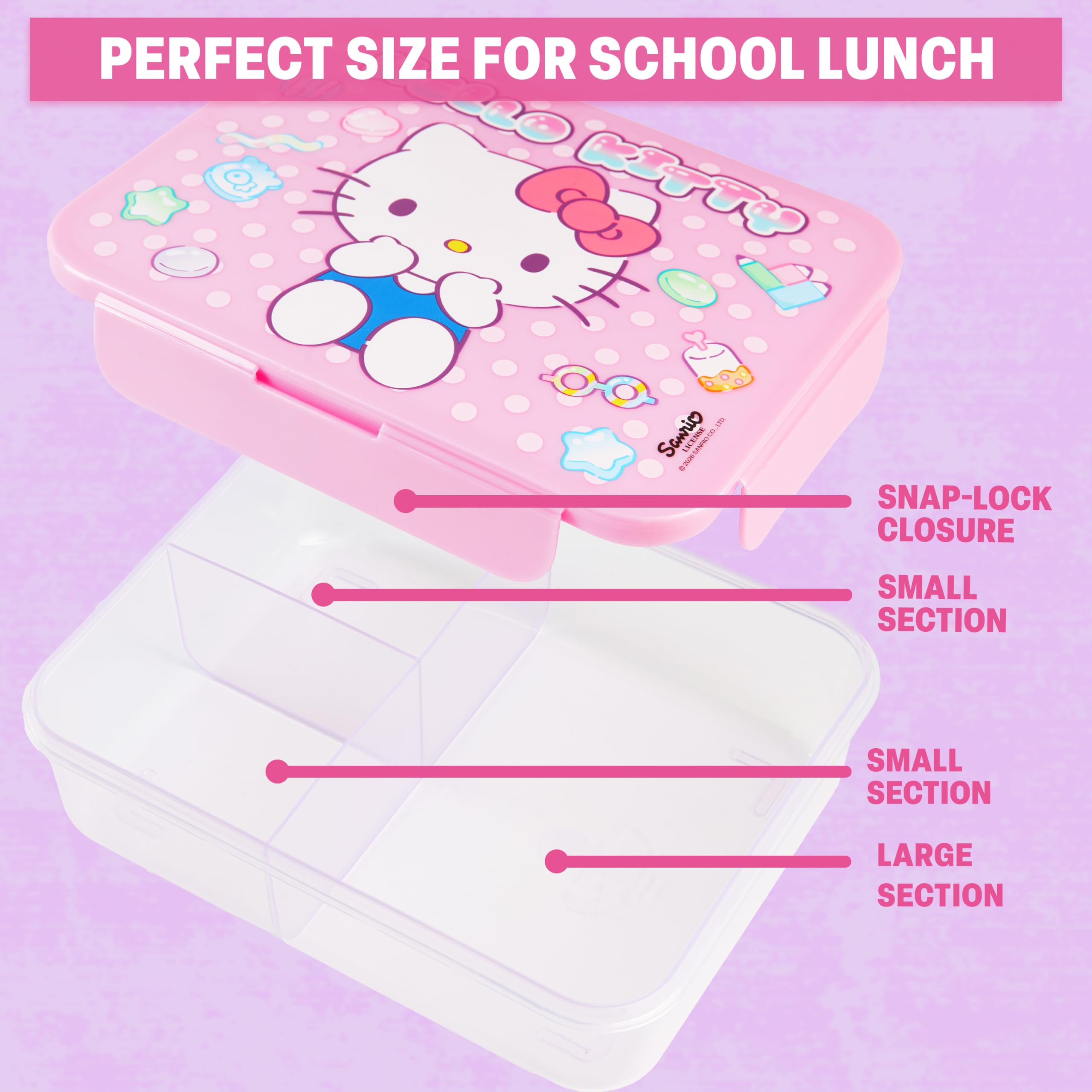 Get Trend Hello Kitty Set Boite Repas et Gourde Enfant Fille, Lave Vaisselle et Micro-ondes Sûre Bento Lunch Box Compartiments et Sans BPA Gourde avec Paille, École ou Pique Nique (Rose Hello Kitty)