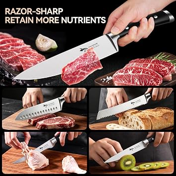 MAD SHARK Kitchen Knife Set 5 Piece,Chef Knife Set with Ergonomic Handle | Professional Kitchen Knives for High Carbon Stainless Steel Knives Set , Cooking Knives Sets with Gift Box