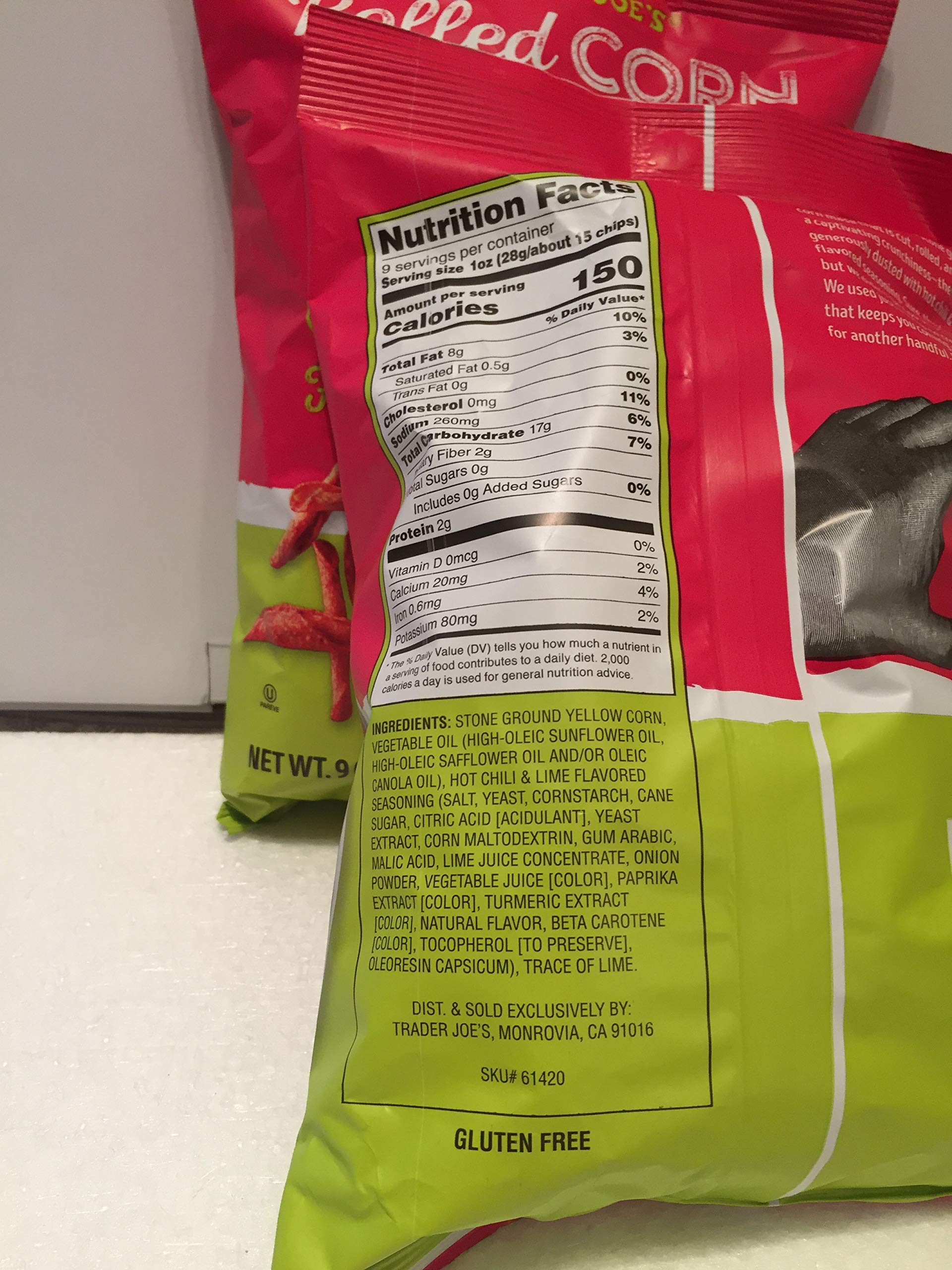 Trader Joe's Rolled Corn Tortilla Chips Chili & Lime Flavored