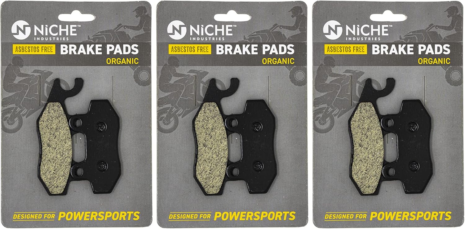 NICHE Front/Rear Right-Hand Brake Pad Set for Can-Am 71550336 Organic 3 Pack