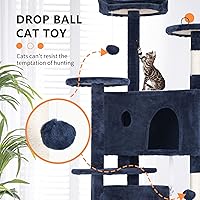 Vista 3 de BestPet Torre de árbol para gatos de 70 pulgadas, azul marino, resistente, fácil de montar, centro de actividades de varios niveles con postes