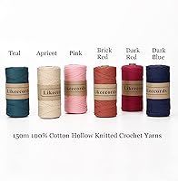 Vista 2 de 100% Algodón Hilo de Ganchillo para Bolsa de 2 mm 170 m Cuerda de Macramé de 2 mm Hilo de Crochet Cuerda de Macramé Regalo para Tejedor (Azul Verde)