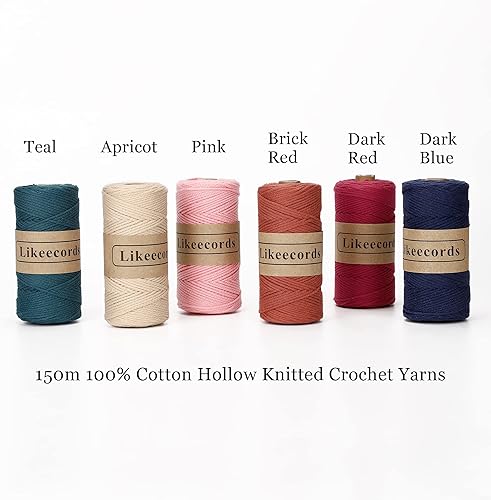 Miniatura 9 de Cuerda de macramé 100% algodón de 0.079 pulgadas (0.079 in), 557.7 ft, cuerda de macramé de 0.079 pulgadas (0.079 in), hilo de ganchillo para regalo
