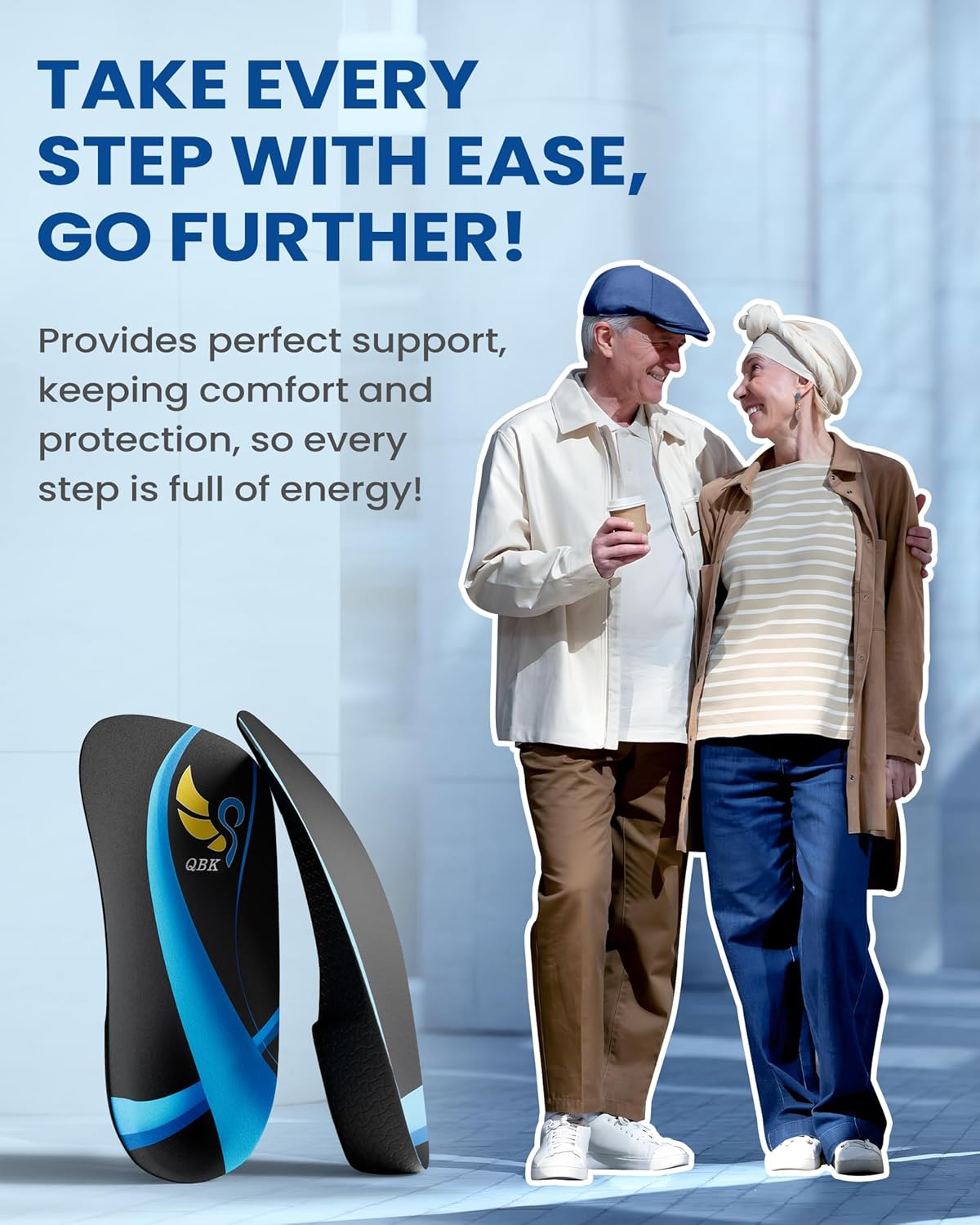 3/4 Arch Support Insoles for Women/Men, QBK Orthotics Shoe Insoles High Arch Supports Shoe Insoles for Plantar Fasciitis, Flat Feet, Over-Pronation, Relief Heel Spur Pain,L - Image 6