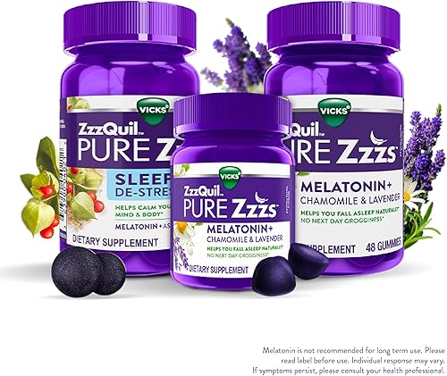 Miniatura 12 de ZzzQuil Pure Zzzs, gomitas de melatonina para dormir con lavanda, raíz de valeriana y manzanilla, sabor natural de vainilla de bayas silvestres, sin