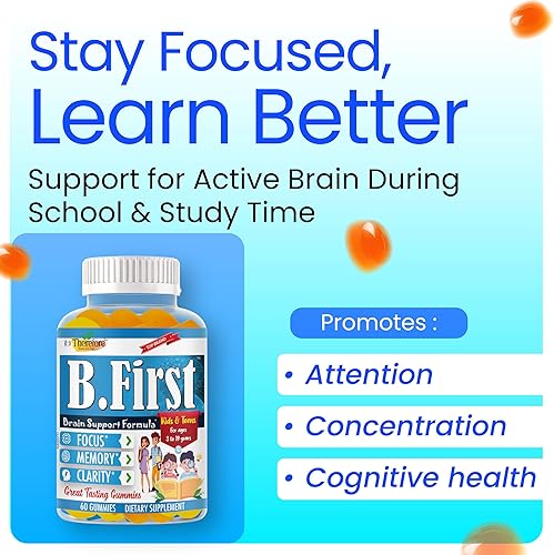 Miniatura 3 de B.First - Suplementos cerebrales para la memoria y la concentración, potenciador cerebral para niños, adolescentes y niños, ácidos grasos Omega 3
