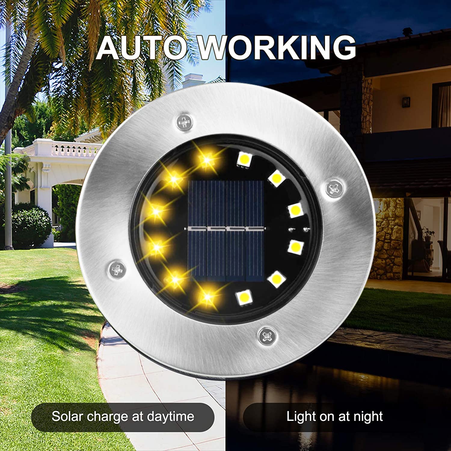 Nurkoo Lot de 12 lampes solaires d'extérieur - 12 LED - 800 mAh