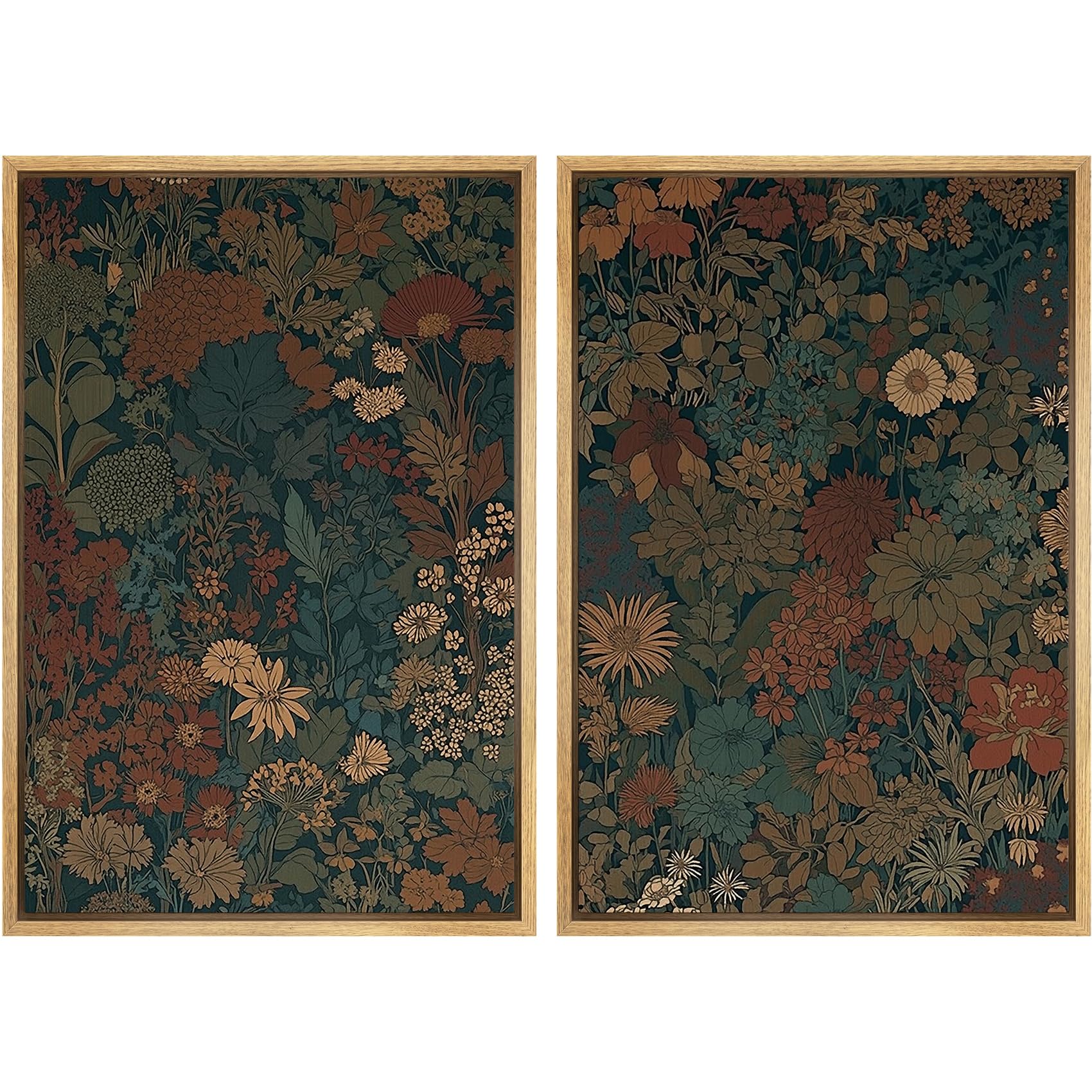 SIGNFORD Framed Canvas Print Wall Art Set Soft Hydrangea Pair Light Blue Florals with Green Leaves Illustration Modern Art Decorative Nordic Nature for Living Room, Bedroom, Office - 24"x36"x2 White — view 94