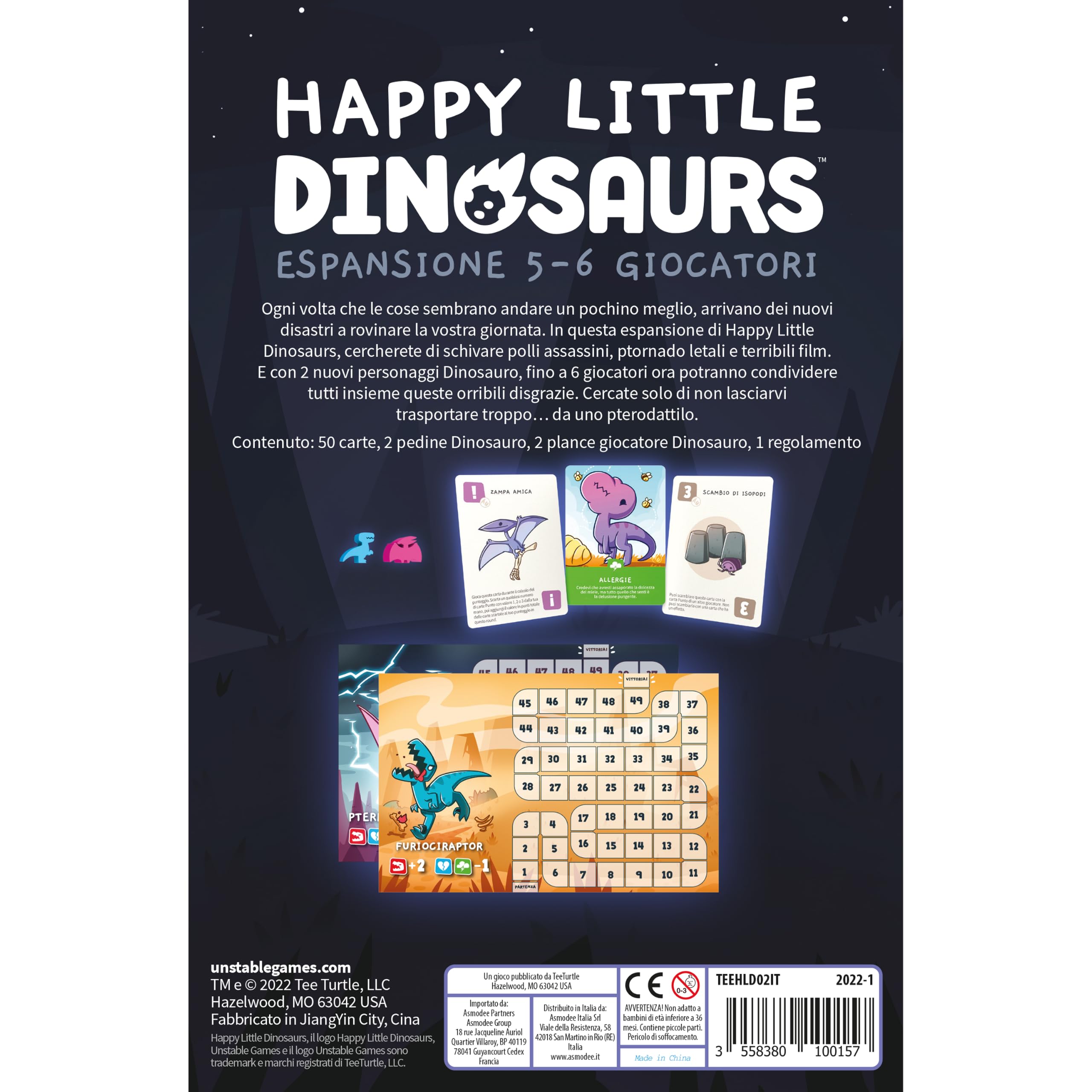 Asmodee - Happy Little Dinosaurs: Erweiterung für 5-6 Spieler - Erweiterung des Brettspiels, 2-6 Spieler, 8+ Jahre, italienische Ausgabe – Ansicht 2