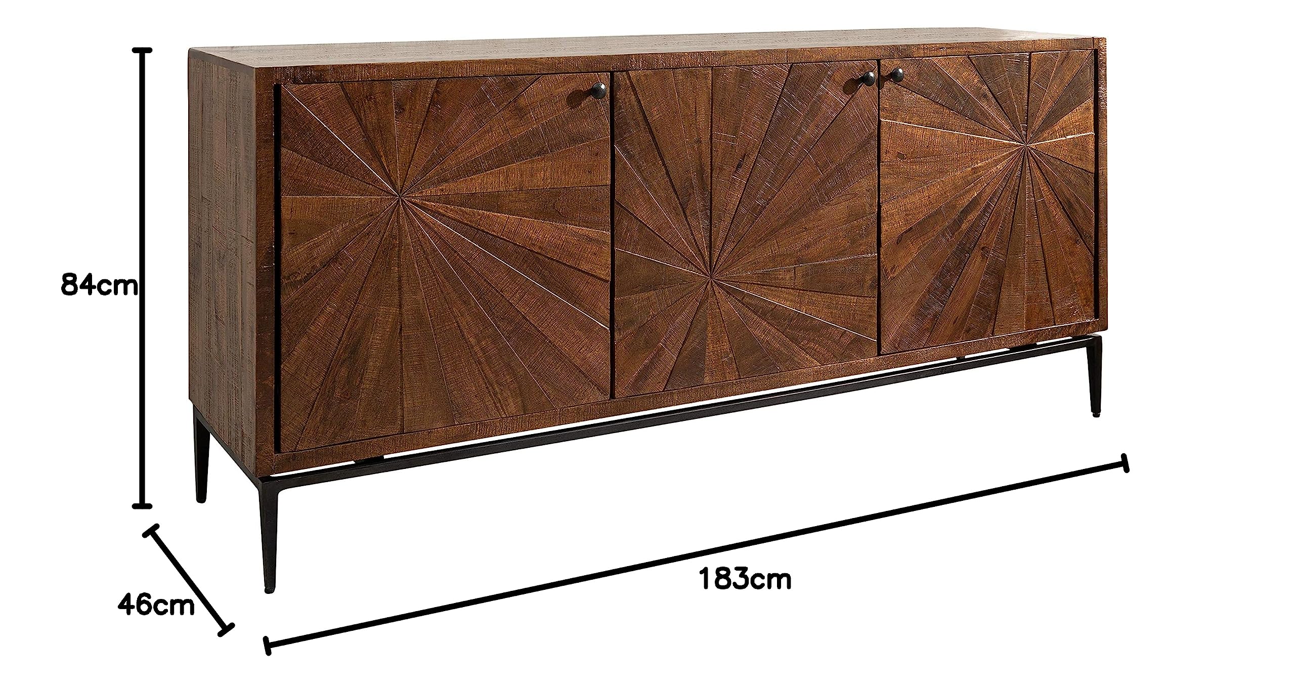 MASSIVMOEBEL24.DE STILMÖBEL #110 Credenza in legno di mango - laccato/marrone 183x46x84