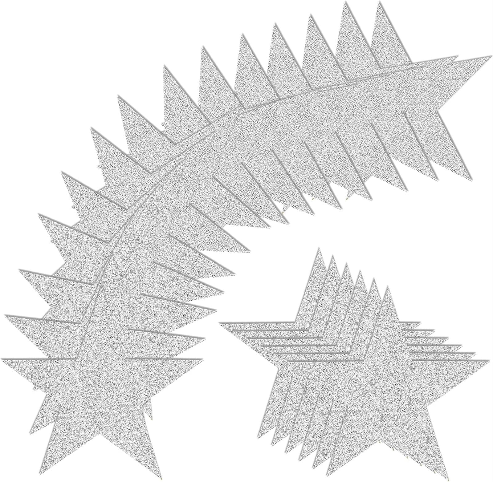 50 PCS Glitter Silver Five Star Cutouts Paper Silver Star Cutouts for Bulletin Board Stars Accents Classroom Wall Party Decoration Supply