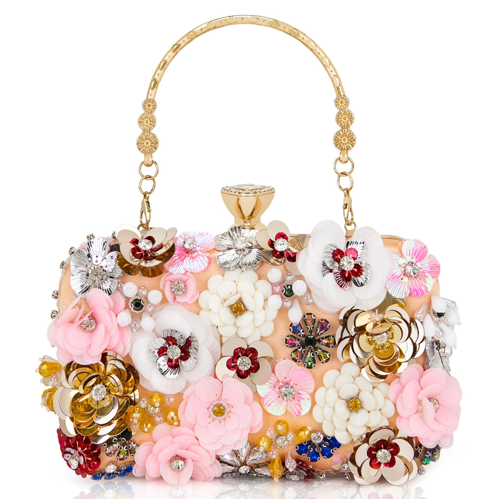 Women Clutch Purse Flower Evening Handbag Chain Shoulder Bag