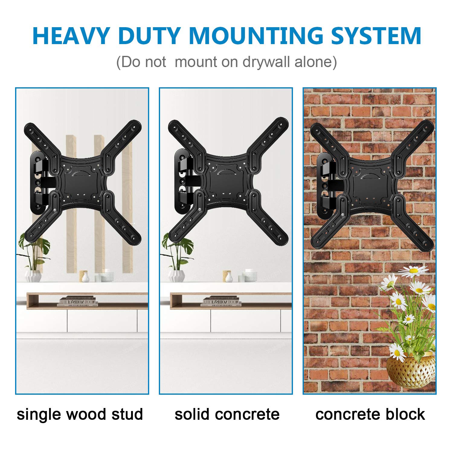 JUSTSTONE Full Motion TV Wall Mount for Most 2660 Inch LED, LCD TVs