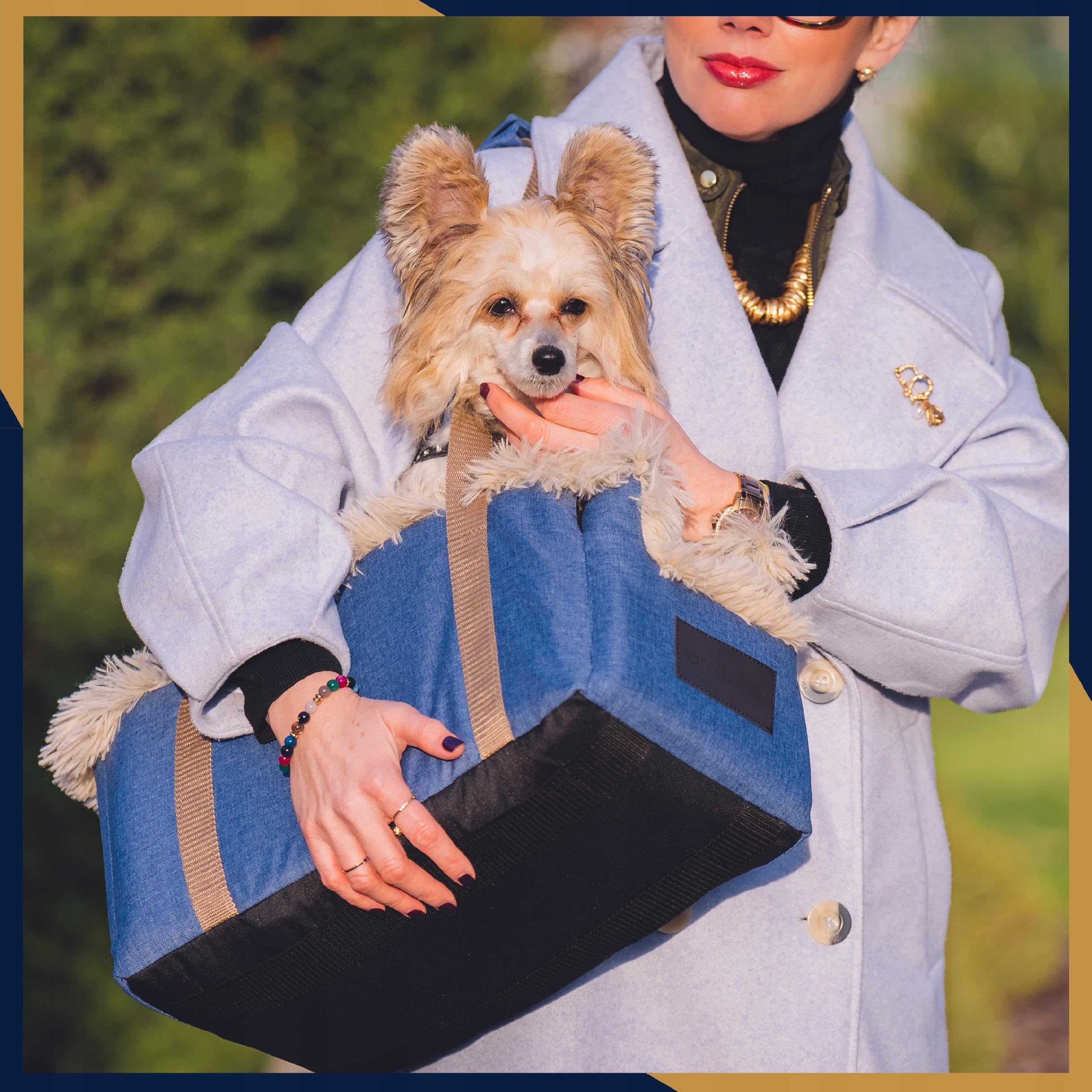 Hunde Autositz 27x44 cm Jeans - 3in1 Tasche Bett für Hund Katze
