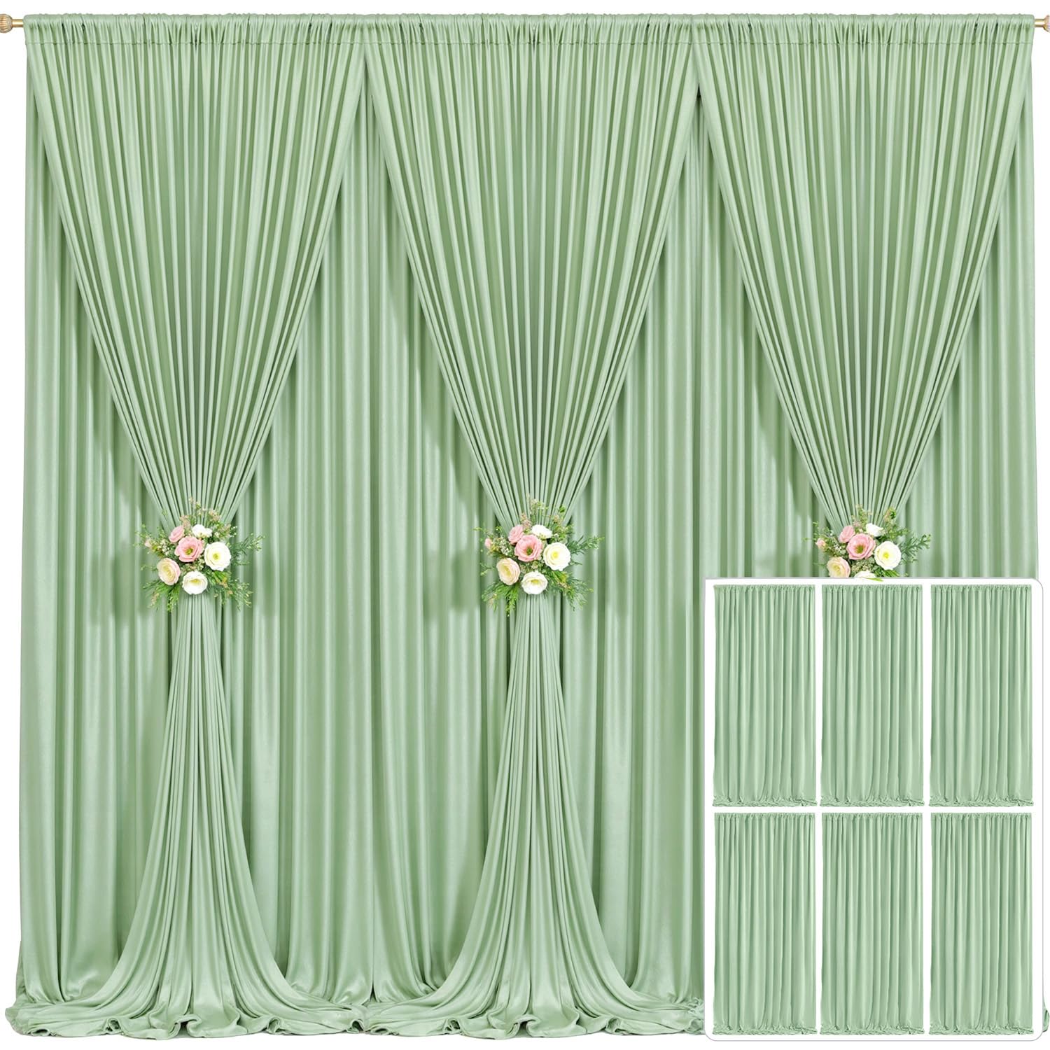 10x10 Champagne Backdrop Curtain for Parties Wedding Baby Shower Wrinkle Free Photo Curtains Backdrop Drapes Fabric Decoration for Bridal Shower 5ft x 10ft,2 Panels — view 94