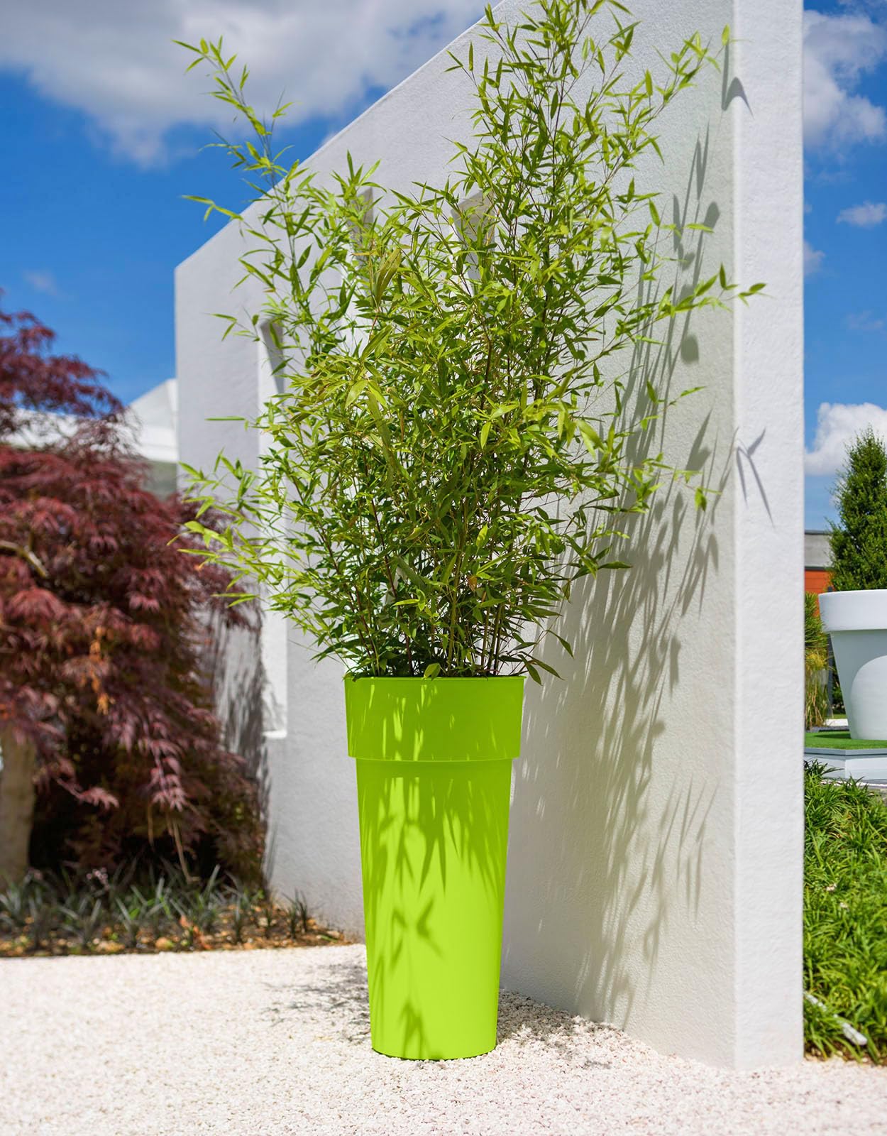Euro3plast 3013.86 Pflanzkübel Duo, Kunststoff Apfelgrün, Ø38xH80cm, mit Pflanzeinsatz Blumentopf Innen- und Außenbereich geeignet