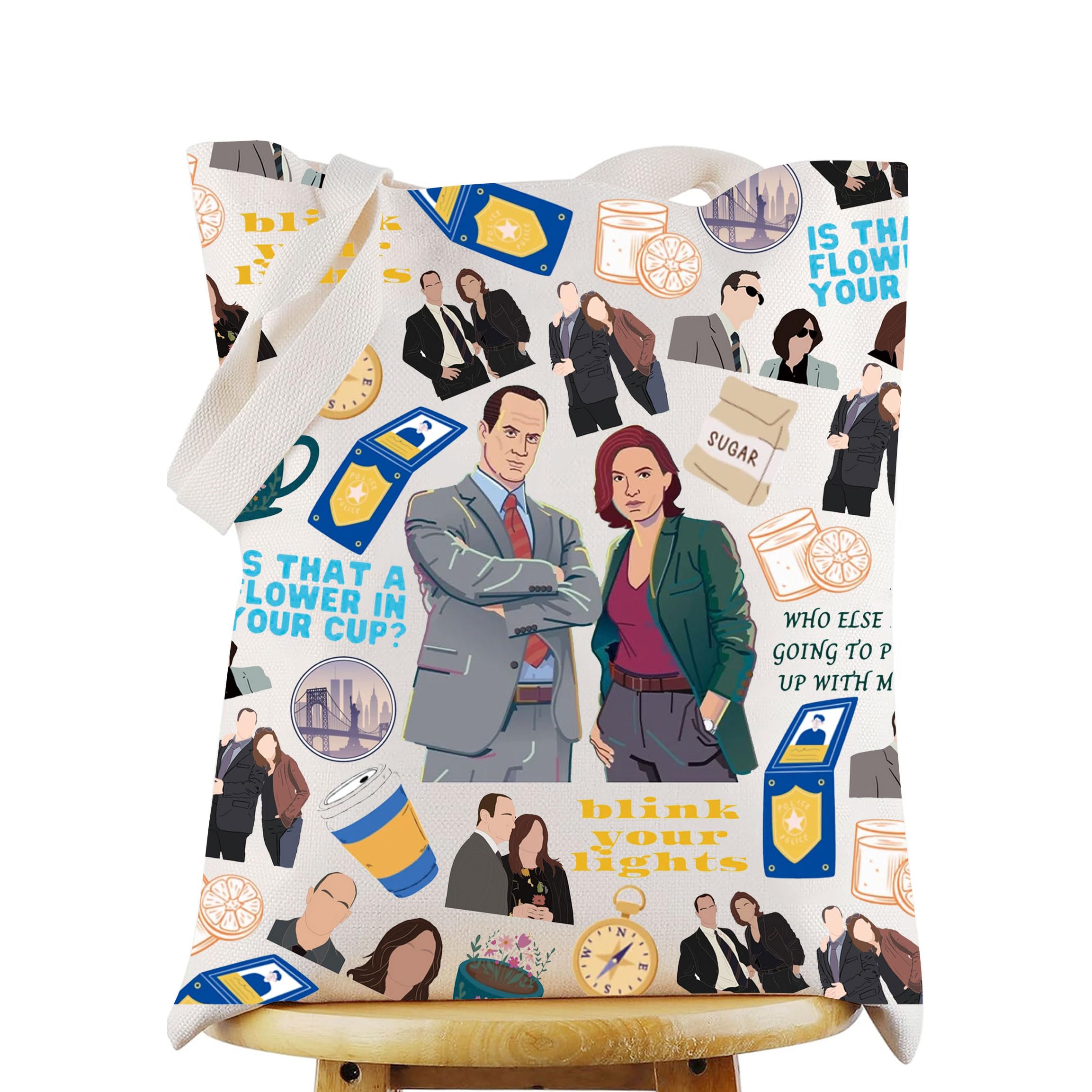 WZMPA Law SVU Tote Bag Olivia Benson Fans Gift Law Detective Team Grocery Bag TV Series Merch, Blink Your Lights Tg, L