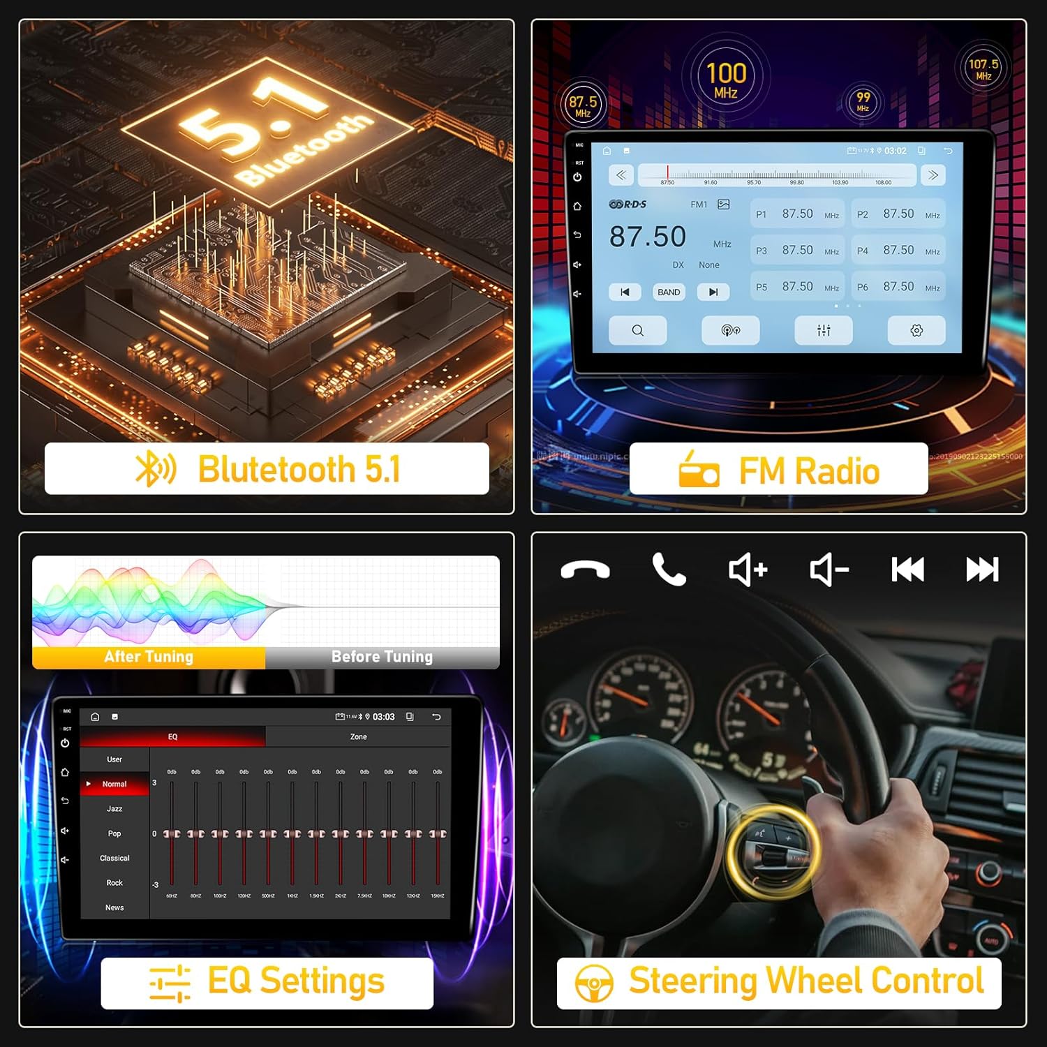 Car Play Radio for Toyota Corolla 2008 2009 2010 2011 2012 with Wireless Carplay Android Auto, 2+32GB 9" IPS Touch Screen Stereo for Toyota Corolla with GPS, Bluetooth, WiFi, FM/RDS Radio