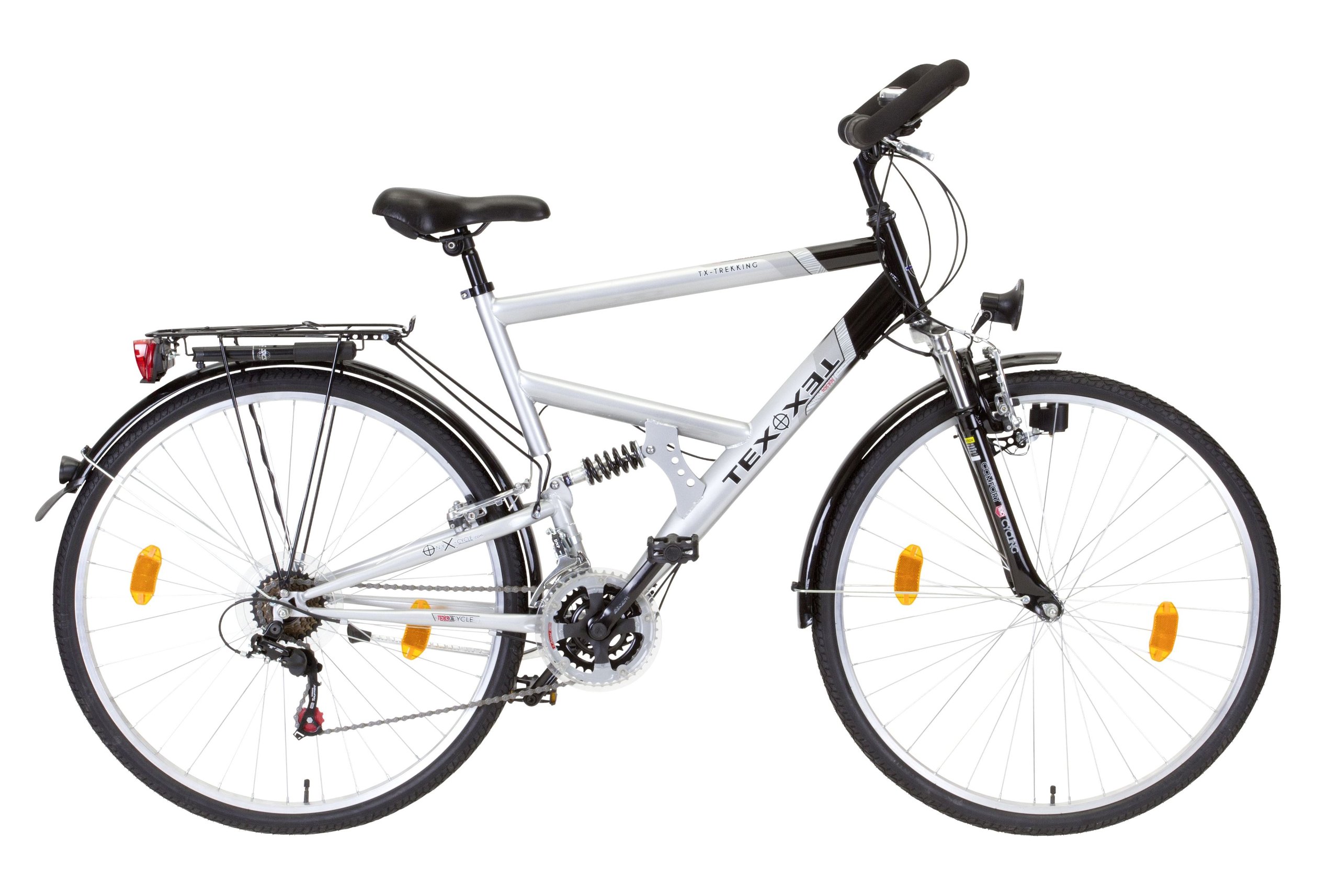 Texo Herren Fahrrad Trekking Fully, Strato-Silber lf tiefschwarz, Rahmenhöhe: 53 cm, Reifengröße: 28 Zoll (71.12 cm), 21000-0958114 Deportes y aire libre
