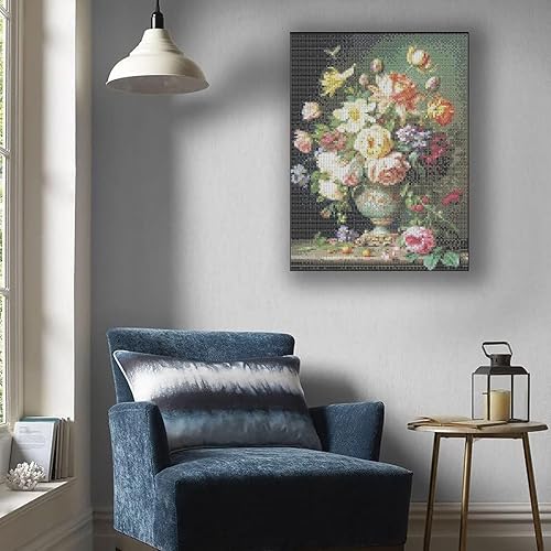 Miniatura 2 de Kit de pintura de diamantes 5D por números, exquisitas flores, kits de pintura de diamantes 5D para adultos, arte de diamantes con accesorios y