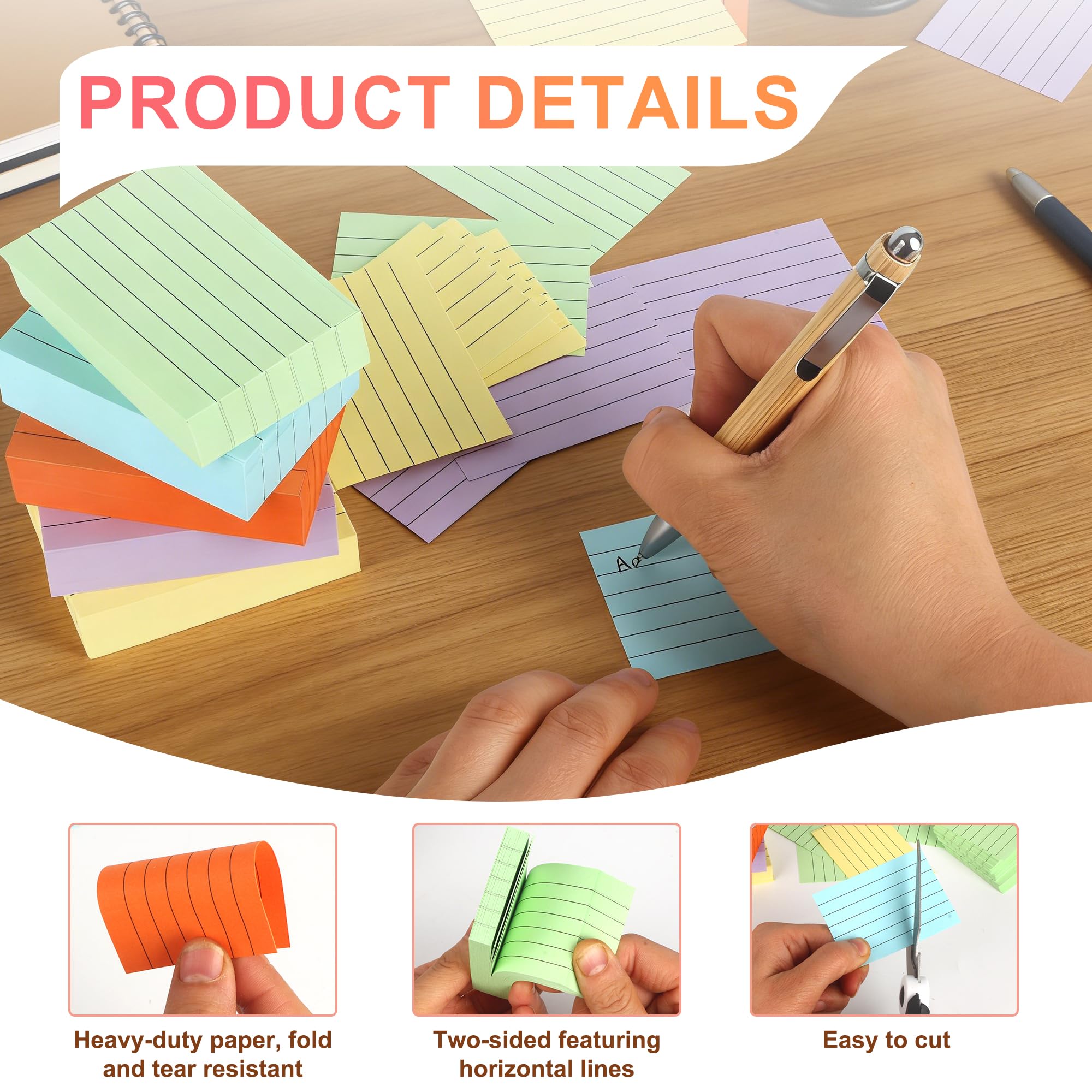 Flashcards A8 A Righe Colorate, Cartoncini per Vocabolario e Studio, 1200 PCS