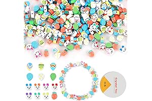 500pcs Easter Polymer Clay Beads with Spring Colors and Bunny Eggs Shape for Bracelet Making
