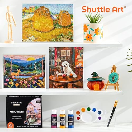 Miniatura 15 de Shuttle Art Pintura acrílica metálica de 30 colores, pintura metálica de grado artista en botellas (2.3 onzas líquidas, 2 onzas), rica pigmentación