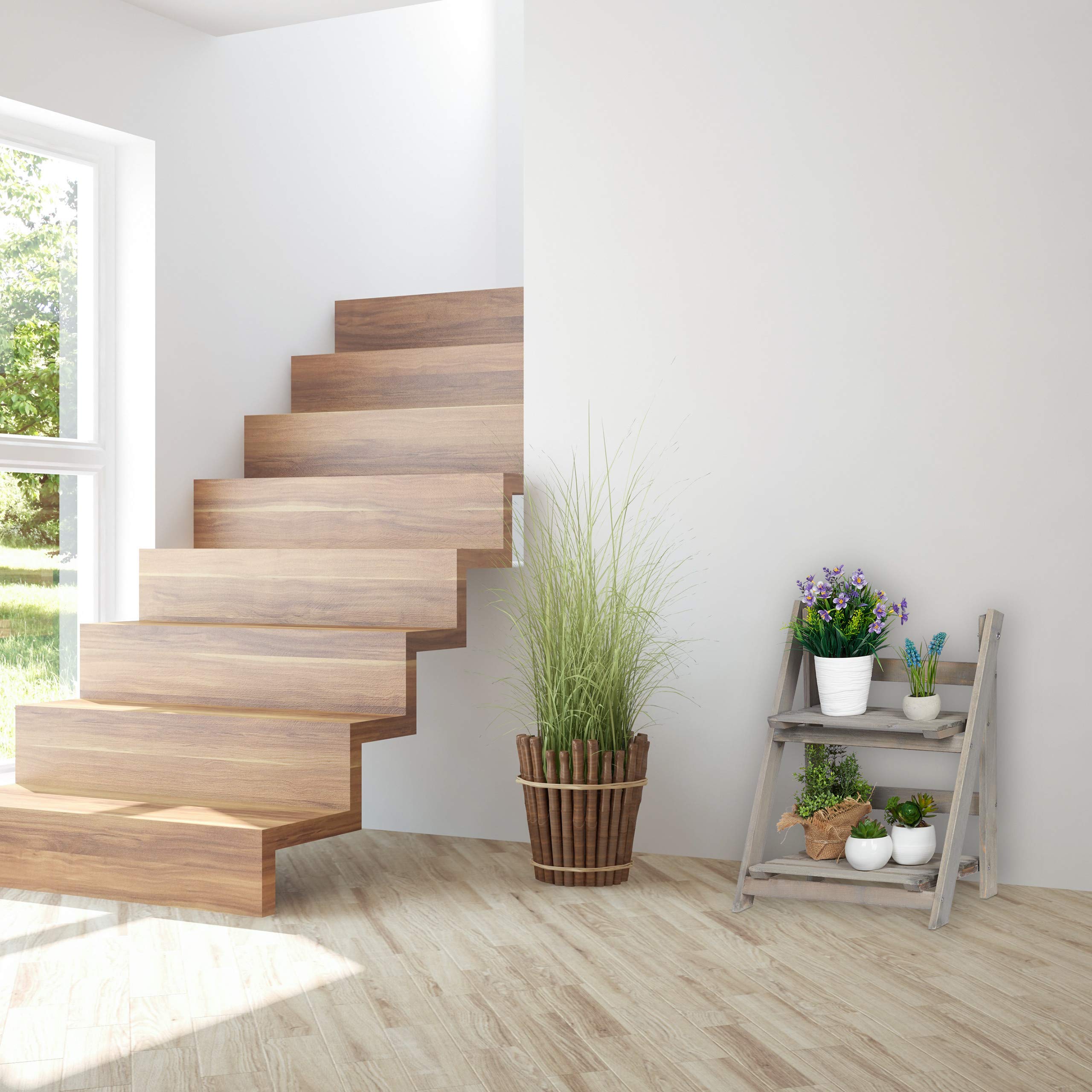 Relaxdays Estantería Plantas de 2 Niveles, Madera, Gris, 51,5 x 41 x 24 cm