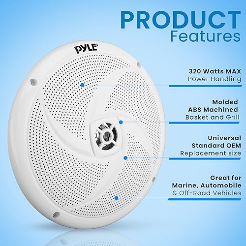 Miniatura 6 de PyleUsa Altavoces para vehículos marinos de 8 pulgadas, 2 vías, 320 W, 4 ohmios, perfil bajo, impermeable, sistema de altavoces de componentes de