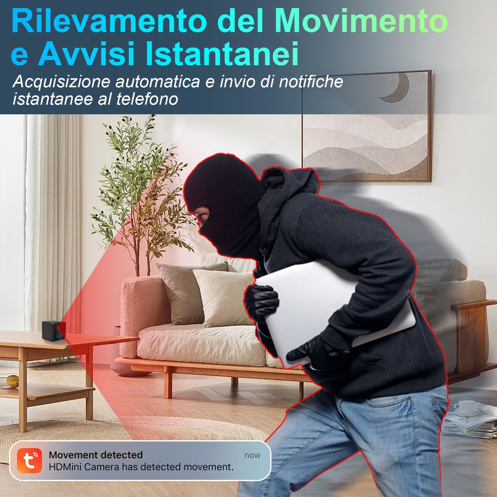 UYIKOO Telecamera Spia WiFi 5G, Mini Telecamera Nascosta Orologio Senza Fili 120°, 1080P HD Microcamere Videocamera Altoparlante Spy Cam Videocamera di Sicurezza con Visione Notturna Rilevamento