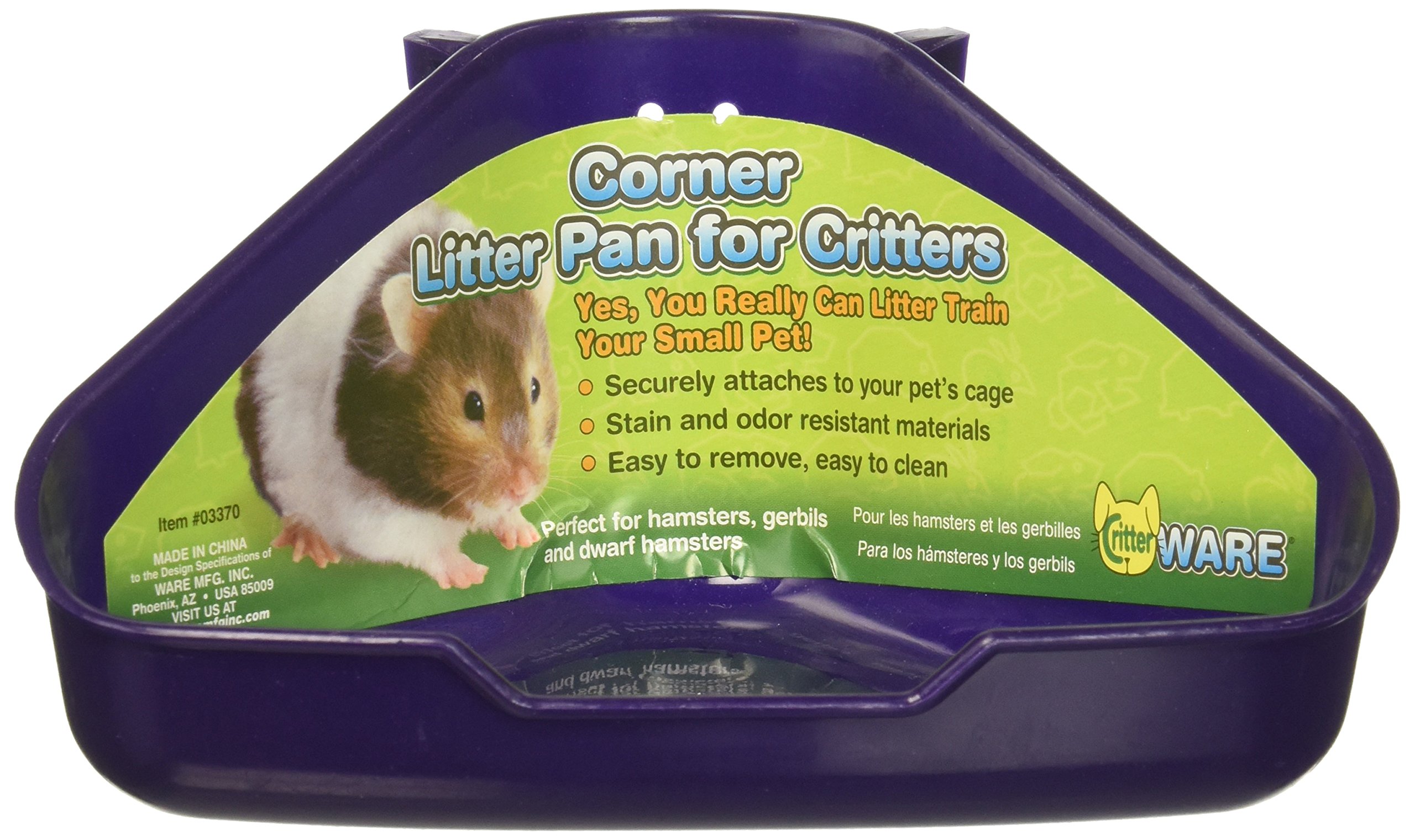 Ware Mfg. Inc. Corner Litter Pan for Critters - Small Animal Pet Owners - Assorted Colors - 6.5x4.5x3 Inch