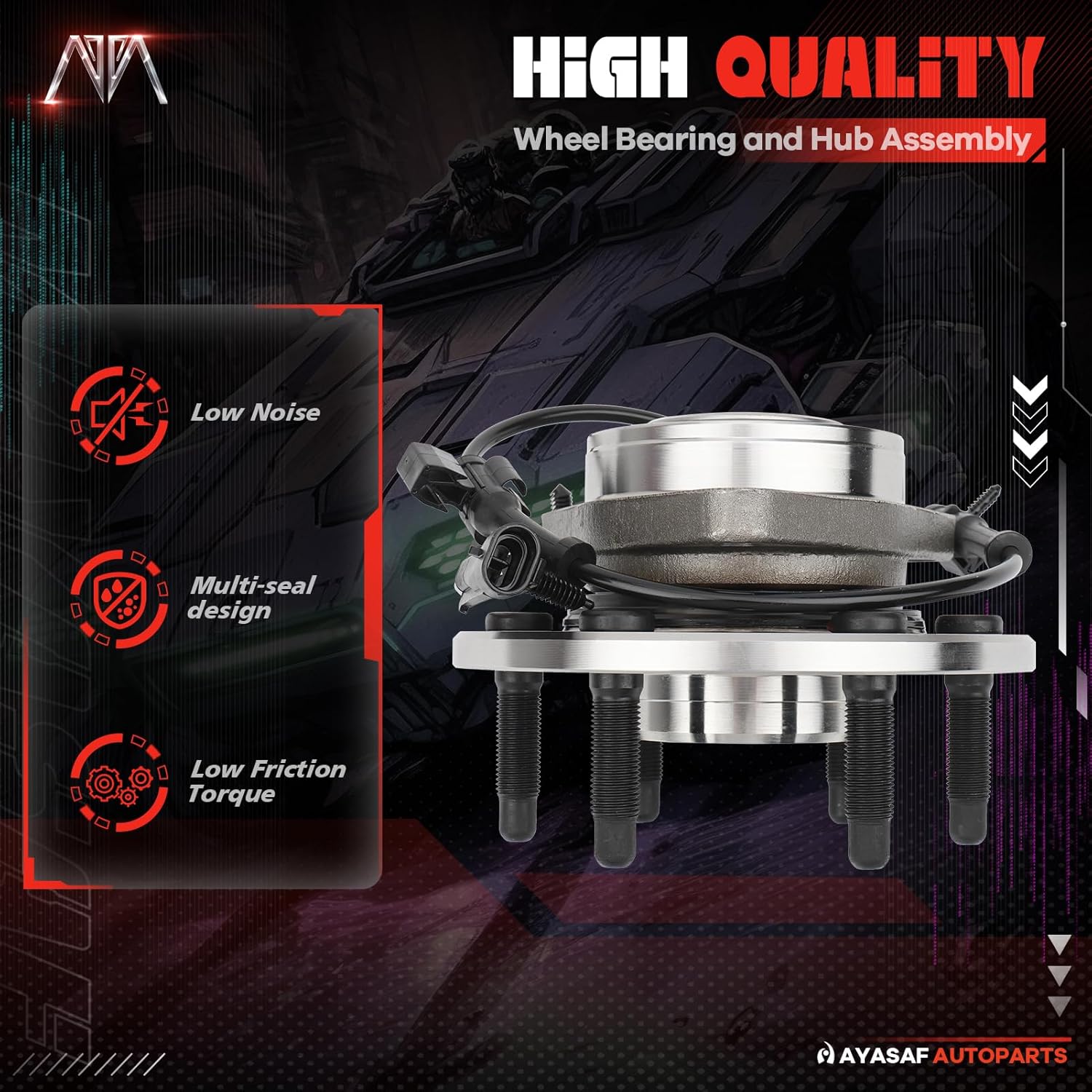 MAYASAF 515036 [4WD ONLY] Front Wheel Hub Bearing Assembly 6 Lugs w/ABS Fit 2002-06 Chevrolet Silverado(Suburban/Avalanche) 1500 Tahoe GMC Sierra Savana 02-06 for Cadillac Escalade
