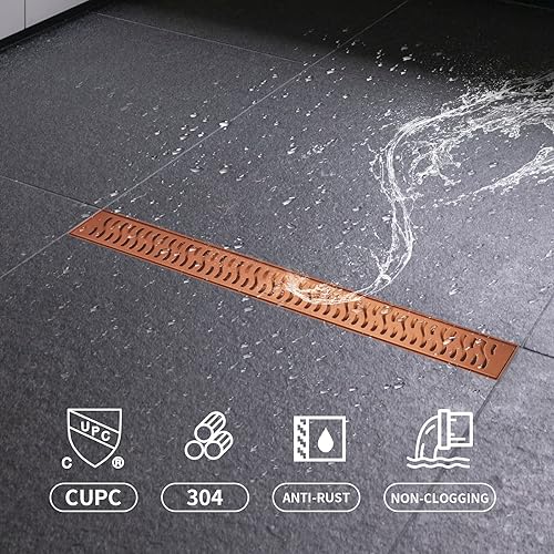 Miniatura 7 de DPQZPA Drenaje de ducha lineal con rejilla de cubierta extraíble y filtro de cabello, drenaje de piso de baño de acero inoxidable SUS304, altura