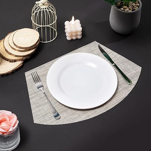 Miniatura 215 de SHACOS - Manteles individuales de PVC para mesas redondas, manteles individuales con curvatura, antideslizantes, resistentes al calor, de vinilo,