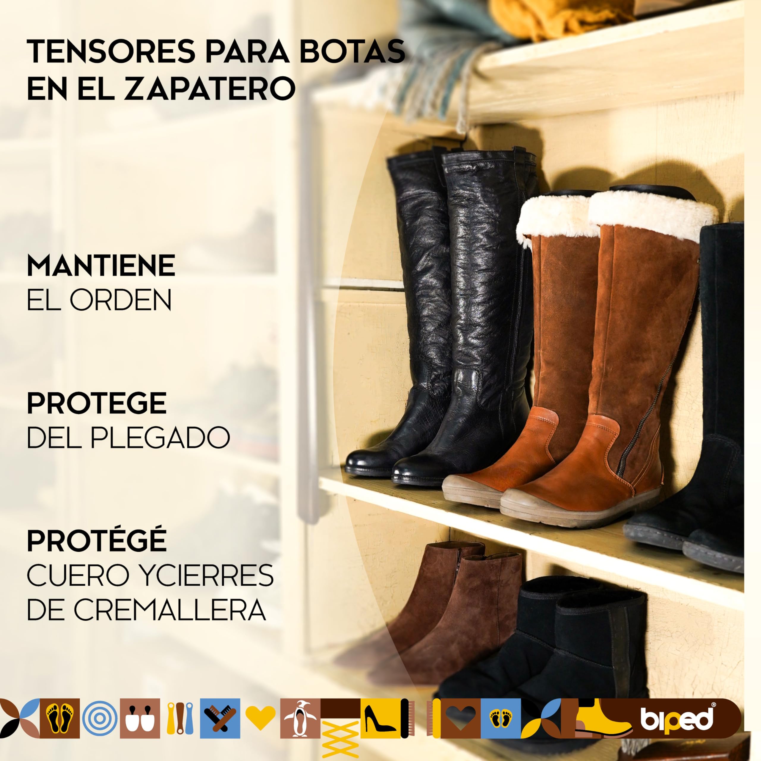 biped Tensor de botas Juego de 5 pares - Tensor de caña enrollable - Para guardar botas - Para botas, botas altas y botas de montar z1180