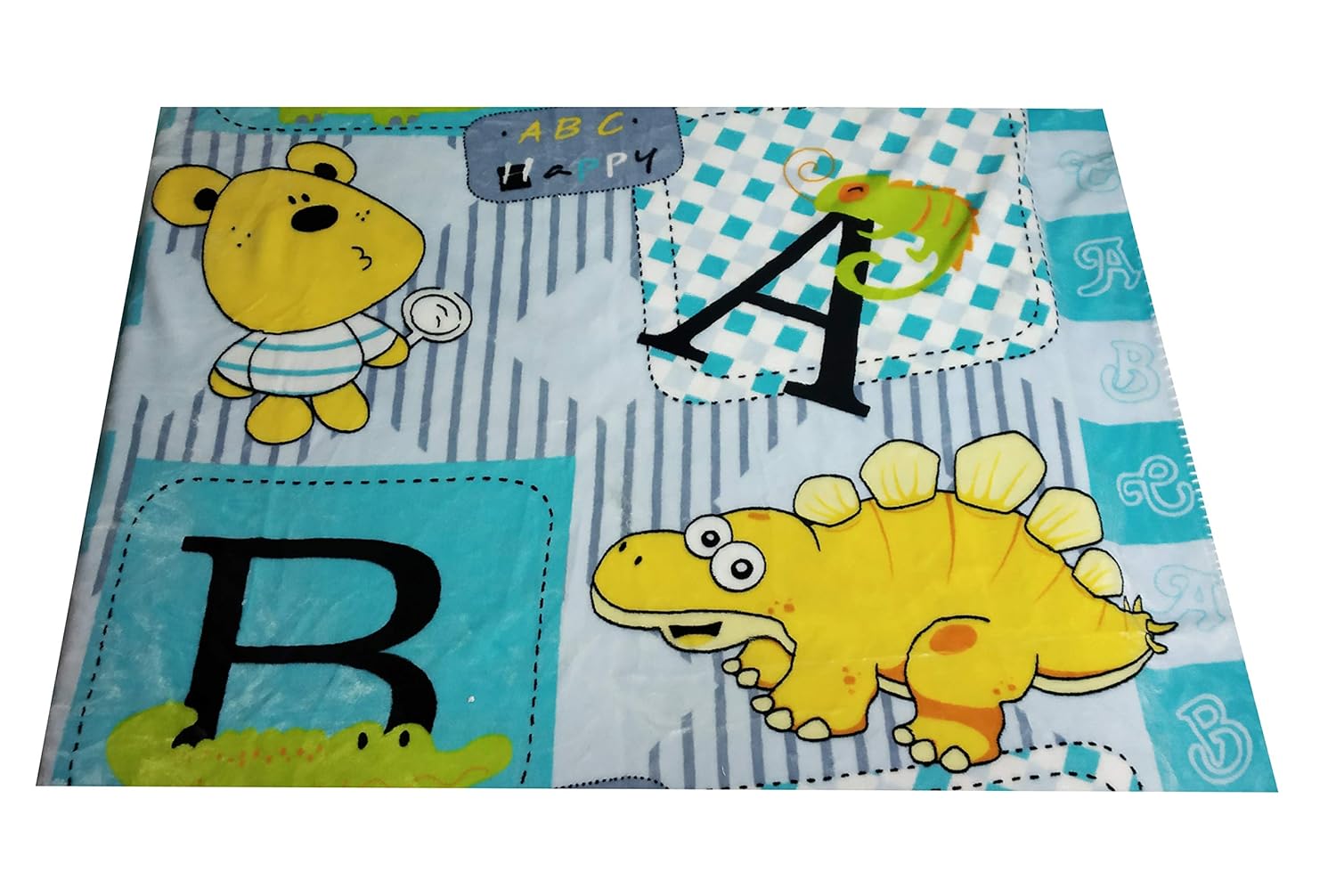 N&M Baby Velvet Double Layer Swaddling Blanket Crocodile Print (Sky